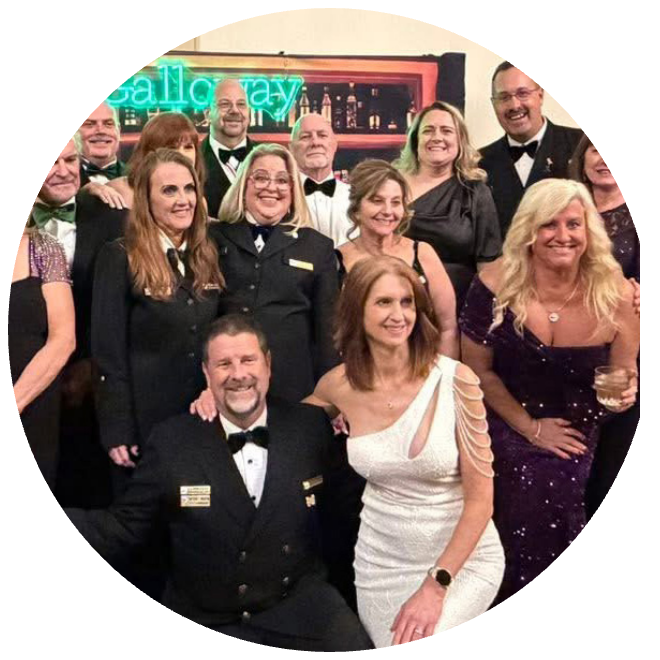 Galloway members at a formal club event