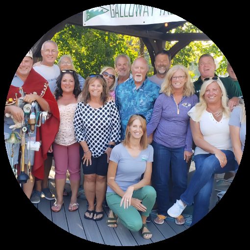 Galloway members gathered on the dock