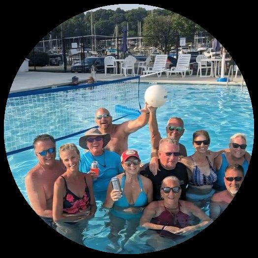 Galloway members enjoying the pool at a club gathering